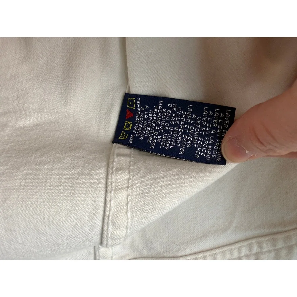 Ralph Lauren Sport Denim Jacket Women's Medium White Cotton Blend Trucker Jacket - Picture 6 of 7